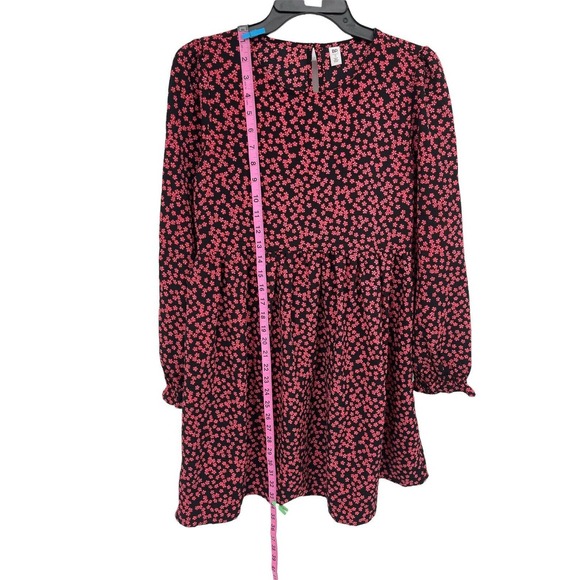 BP Black Graphic Blooms Long Sleeve Dress Size Small - Picture 4 of 11
